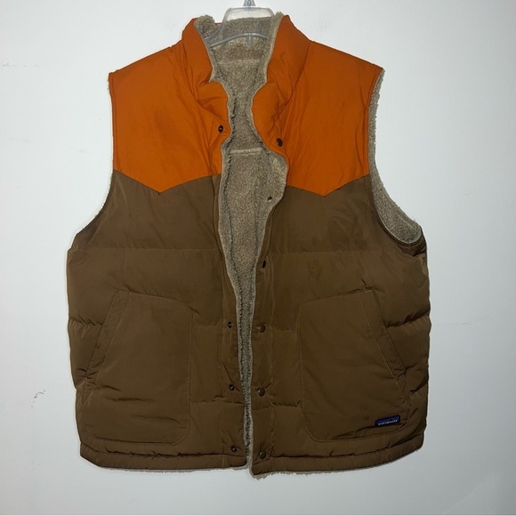 Patagonia Bivy Down Vest Reversible Size Brown and Orange Size 2X - Picture 12 of 15